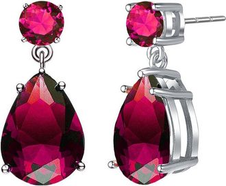 Genevive Silver Cz Drop Earrings