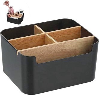 No Brand Organizador De Escritorio De Bamb&uacute; Con 5 Compartimentos Para Guardar Bol&iacute;grafos Y Objetos Peque&ntilde;os