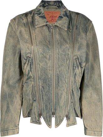 Y / Project detachable-sleeve denim jacket - women - Cotton - 34 - Blue