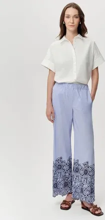 Exquise Abrial Elastic Waist Straight Leg Pants in Multi Color at Nordstrom, Size Small