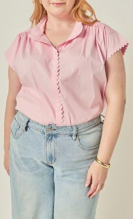 English Factory Ric-Rac Cotton Shirt in Pink at Nordstrom, Size 1X