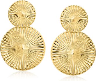Ross-Simons Italian 18kt Gold Over Sterling Double-Disc Drop Earrings