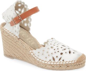 Pedro Garcia Olen Espadrille Wedge Pump in Meringue Satin at Nordstrom Rack, Size 6.5Us / 36.5Eu