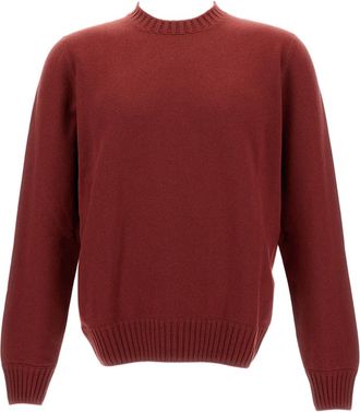 Gran Sasso Italian Cashmere Crew Neck Sweater With Ribbed Detailing