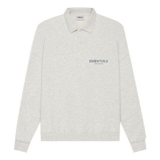 Fear of God SS21 Long Sleeve French Terry Polo Shirt Light Heather Oatmeal FOG-SS21-600