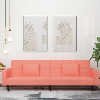 vidaXL Sof&aacute; Cama De 2 Plazas Con Dos Almohadas Terciopelo Rosa Vidaxl