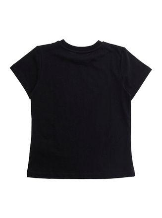 Moschino T-Shirt For Girls With Front Logo Black Cotton T-Shirts And Polos