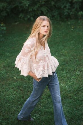 H&M Flared High Jeans in Denim Blue at Nordstrom, Size 14