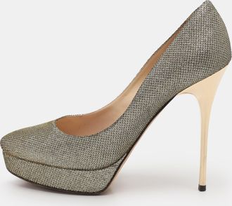 Jimmy Choo London Gold Coarse Glitter Eros Platform Pumps