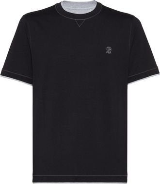 Brunello Cucinelli logo-embroidered cotton T-shirt - men - Cotton - 3XL - Black