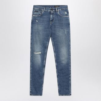 Dolce & Gabbana Dolce&Gabbana Faded Effect Slim Blue Jeans