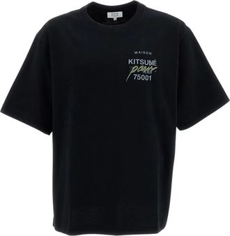 Maison Kitsun&eacute; Mmii Profile Fox Oversize T-shirt - Heren - Tops - Zwart - Maat: XL Katoen
