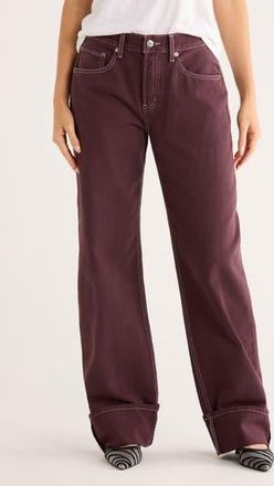 Ética Stanton Low Rise Cuffed Wide Leg Jeans in Sassafras at Nordstrom Rack, Size 24