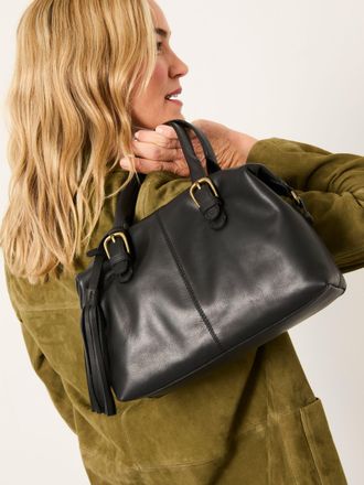 Fat Face FatFace Black Leather Bowling Bag