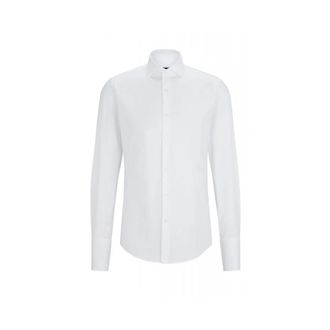 HUGO BOSS Overhemden, Heren, Wit, M, Katoen, H-HANK-spread-DC-214 Shirt
