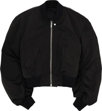 Rick Owens Neutrals Bucket Flight Voluminous Ruched Bomber Jacket