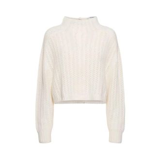 Max Mara Hodeida Cropped Sweater - Dames - Ronde hals truien - Beige - XS - Wol - Truien & Vesten