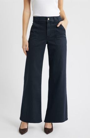 Frame Denim Modern Pocket High Waist Wide Leg Pants in Navy at Nordstrom, Size 32