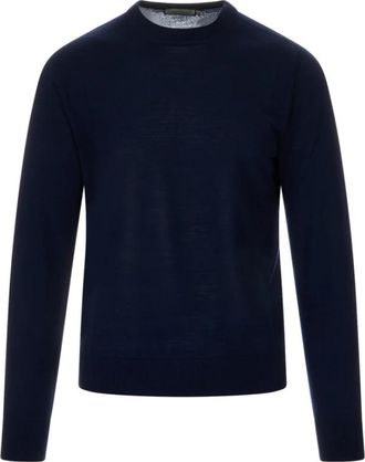 Canali KNT - Heren - Ronde hals truien - Blauw - M - Wol - Truien & Vesten