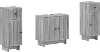 vidaXL Juego De Gabinete De Ba&ntilde;o De 2 Piezas Ede Sonoma Gris Vidaxl