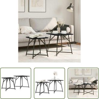 vidaXL Tavoli in metallo - Set tavolini 2 pcs Rovere Nero