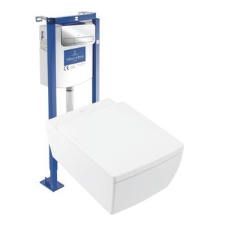 Villeroy & Boch Pack Inodoro Suspendido Sin Cerco Villeroy Et Boch Memento 2.0 + Asiento + Placa Cromada + Estructura Villeroy Et Boch