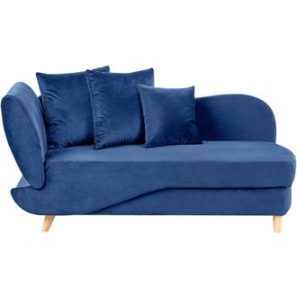Beliani Chaise Longue Versione Sinistra con Contenitore in velluto blu lato sinistro Meri