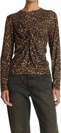 Nation Ltd Marion Twist Front Tee Top In Winter Leopard