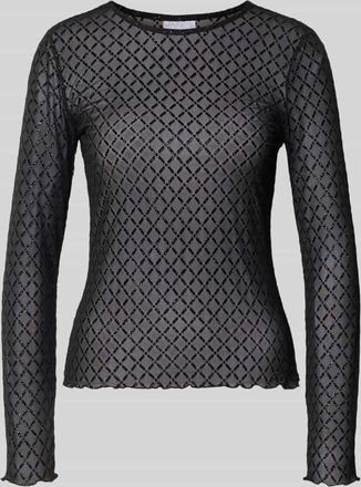 Jake*s Longsleeve in semitransparentem Design in Black, Größe XXL