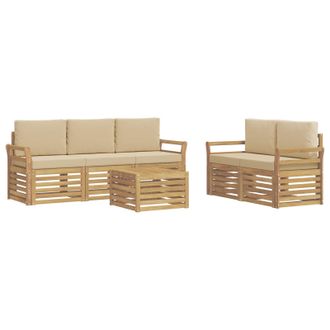 vidaXL Conjunto De Sof&aacute;s De Exterior 6 Uds. Y Beige Poli&eacute;ster Vidaxl