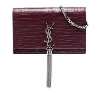 Saint Laurent Pre-owned Saint Laurent Croc Embossed Leather Monogram Kate Tassel Wallet on Chain Ladies 6L9BCO9F54SEWIAP