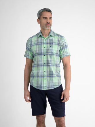 Lerros Kurzarmhemd LERROS Herren Karohemd in leichter Strukturqualit&auml;t, Herren, Gr. XXL, Normalgr&ouml;ssen, light peppermint, 60% Polyester, 40% Baumwolle, Hemde