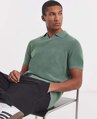 Jacamo Open Neck Textured Polo