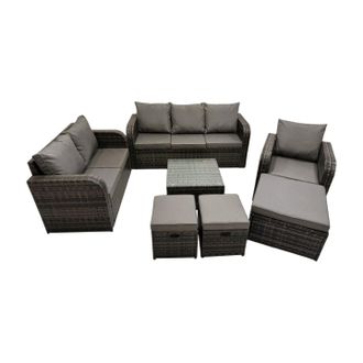 Fimous Garden Outdoor Furniture Set with 3 Stool Dark Grey Mixed