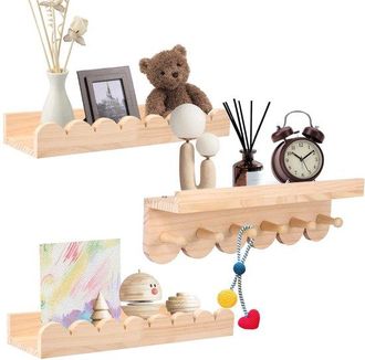 OEM Juego De 3 Piezas De Estanter&iacute;as De Madera Acanaladas Para La Habitaci&oacute;n Infantil Con Gancho, Guarder&iacute;as Y De Habitaciones Infantiles (3 Piezas)