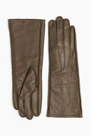 H&M Lange Lederhandschuhe - Green
