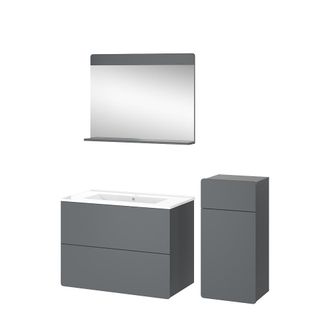 Vicco Conjunto De Muebles De Ba&ntilde;o Izan, Gris, 4 Piezas Con Unidad Midi