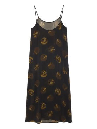 Uma Wang Anaya circle-print slip dress - Brown