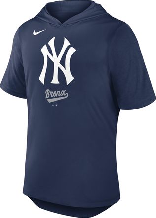 Nike New York Yankees Logo Nike Mens Dri-FIT MLB Hooded T-Shirt in Blue | 03NB160NNK-C8M