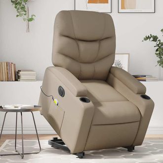 vidaXL Vidaxl - Sill&oacute;n Reclinable De Masaje El&eacute;ctrico Cuero Sint&eacute;tico Capuchino