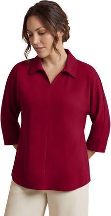Jessica London Stretch Knit Crepe Trapeze Tunic in Rich Burgundy at Nordstrom, Size Large