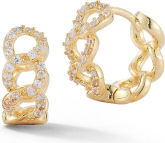 Glaze Jewelry Cubic Zirconia Curb Link Huggie Hoop Earrings in Gold at Nordstrom Rack