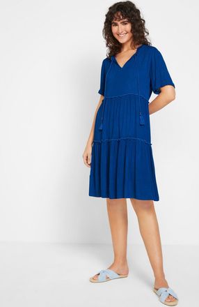 Bonprix Tunikakleid BONPRIX, Damen, Gr. 40, N-Gr, blau (arktikblau), Obermaterial: 100% Viskose, A-Linie, Kleider Tunikakleid, f&uuml;r den Alltag, aus Viskose, in