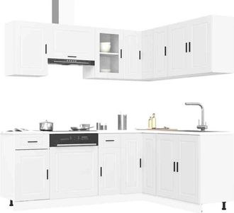 vidaXL Vidaxl - Mueble De Cocina Porto Blanco 11 Piezas Madera Contrachapada