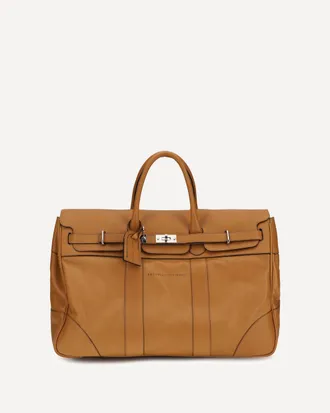 Brunello Cucinelli Borsa da Viaggio in pelle con logo Man UNI