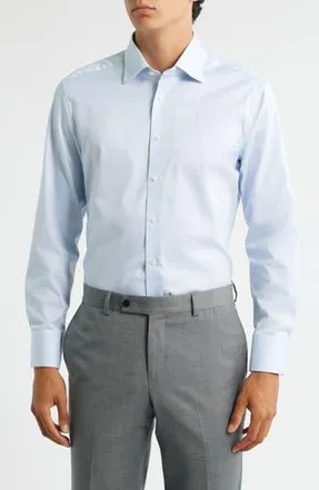 Eterna Luxury Slim Fit Micro Stripe Non-Iron Dress Shirt in Sky at Nordstrom Rack, Size 15.5 - R