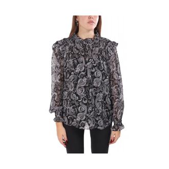 Michael Kors Overhemden, Dames, Zwart, S, Polyester, Metallic Paisley Print Georgette Blouse