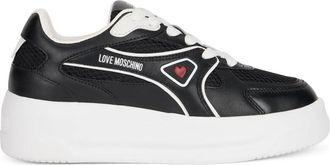 Love Moschino Leren en mesh sneakers - Dames - Sneakers - Zwart - 41 EU - Leer - Schoenen