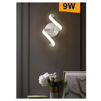 Trade Shop Trade Shop Traesio - Trade Shop - Applique Led Da Muro 9 Watt Curva Spirale Luce Naturale Fredda Calda E58 Bianca