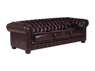Vente-Unique Sofá chesterfield de 4 plazas BRENTON 100% piel de búfalo - Cherry